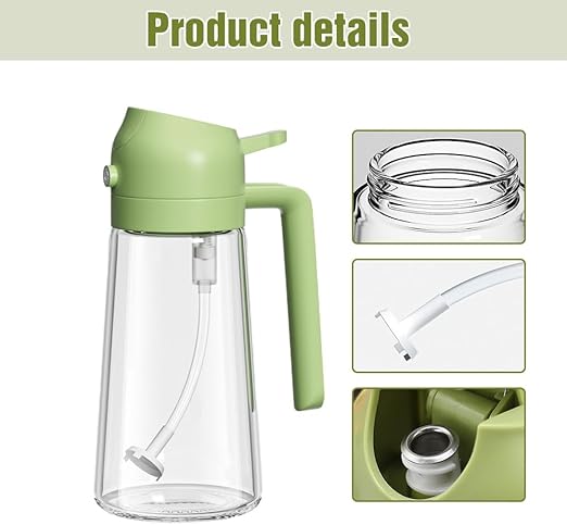 2 In 1 Glass Oil Sprayer And Dispenser, Sprayable And Pourable Oil Bottle 400 Ml