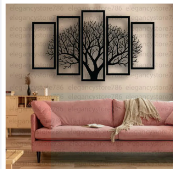 Evento Wooden Wall Art 5 frame Tree Panels Frame 3d